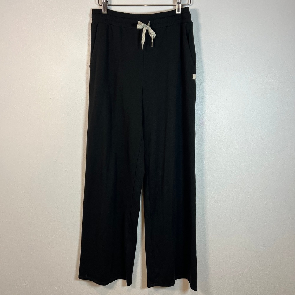 Vuori Womens Halo Essential Wide Leg Pants Black Size M Elastic Waist Drawstring
